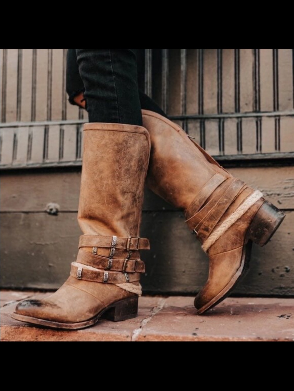 Freebird by Steve Madden Drover Women’s Brown Leather Buckle & Rope Boots